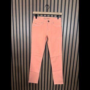 DL1961 Pants 24 Womens Orange 4 Way Stretch Angel Sherbert Skinny Ankle Mid Rise